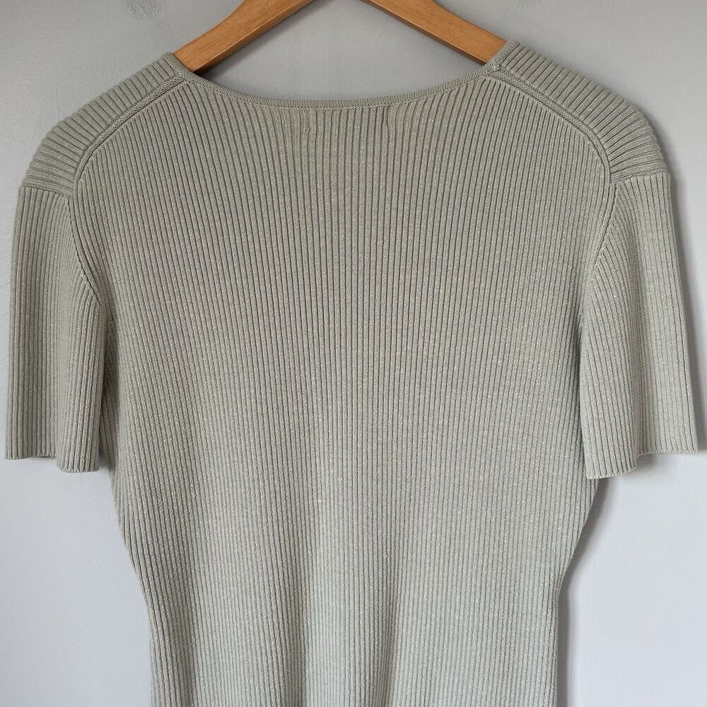 Casual Corner Vintage Knit Sweater Top Button Up V-Neck Green Women's Size Large - Picture 4 of 9